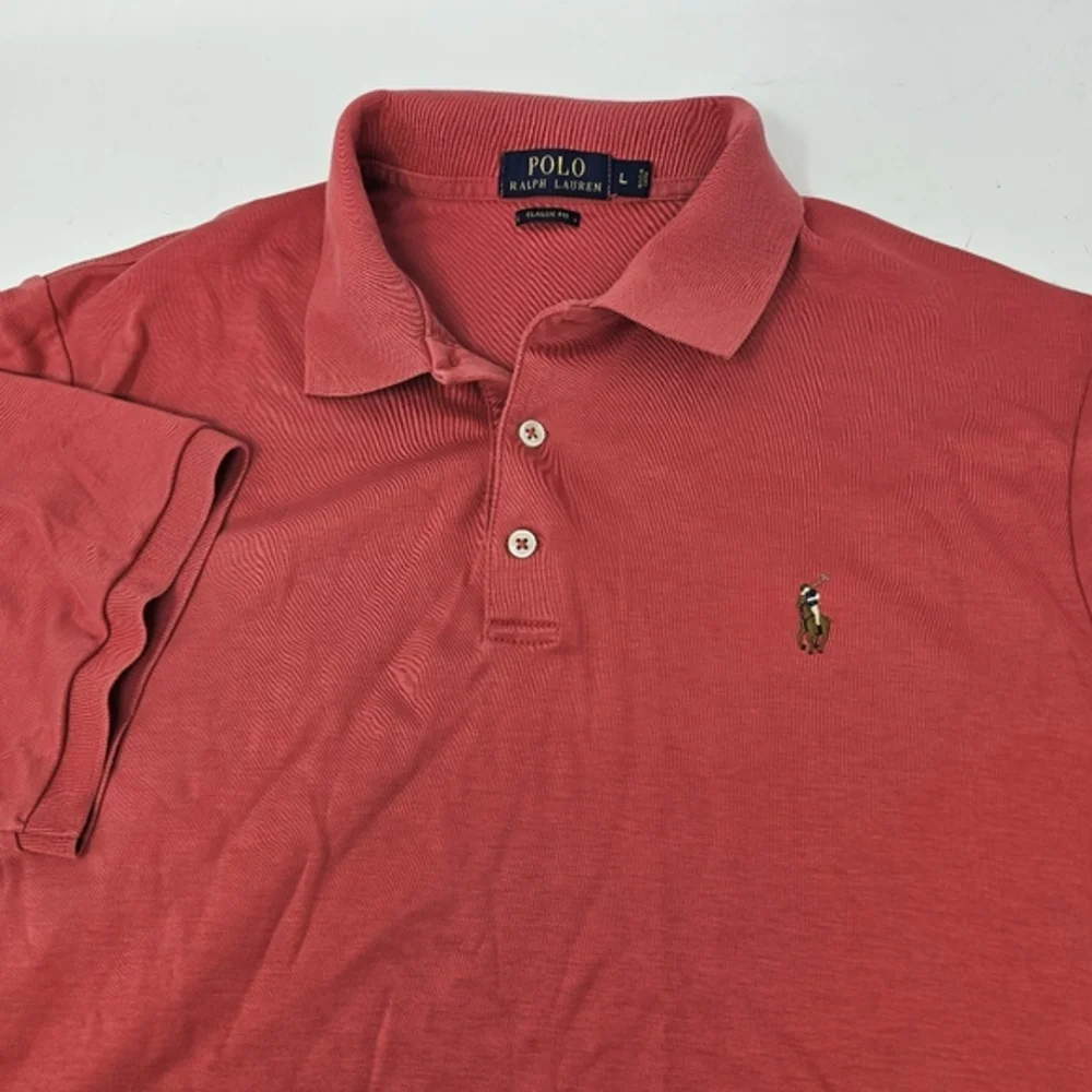 Polo Ralph Lauren Men’s Custom Slim Fit Soft Touch Polo Shirt Size L Orange Red.
